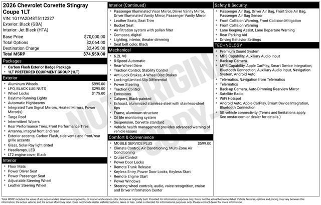 2026 Chevrolet Corvette Stingray 1LT