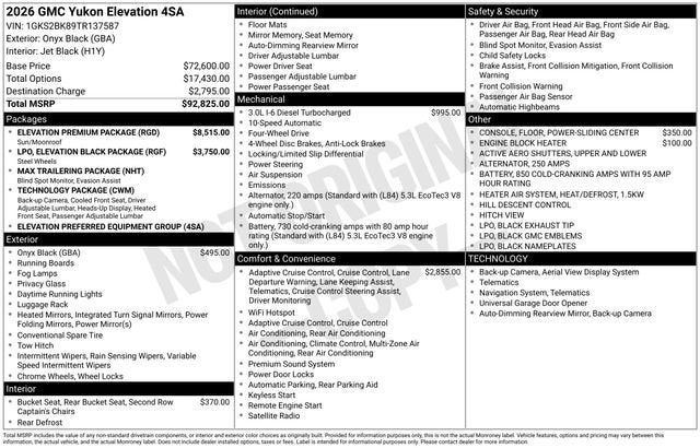 2026 GMC Yukon Elevation