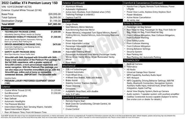 2022 Cadillac XT4 FWD Premium Luxury