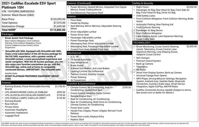 2021 Cadillac Escalade ESV Sport Platinum