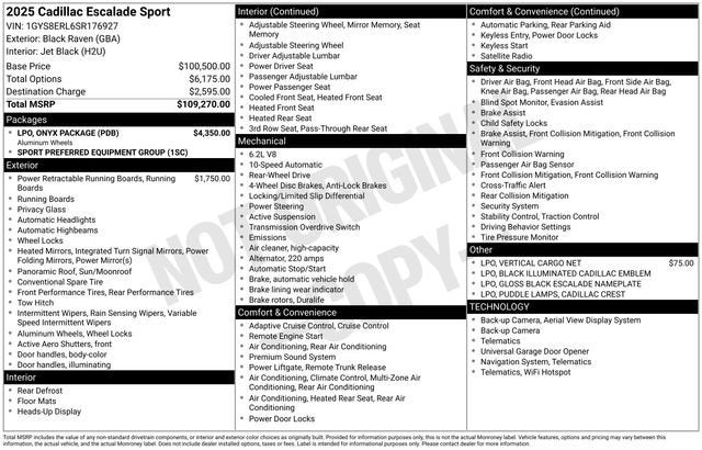 2025 Cadillac Escalade Sport