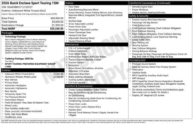 2026 Buick Enclave Sport Touring