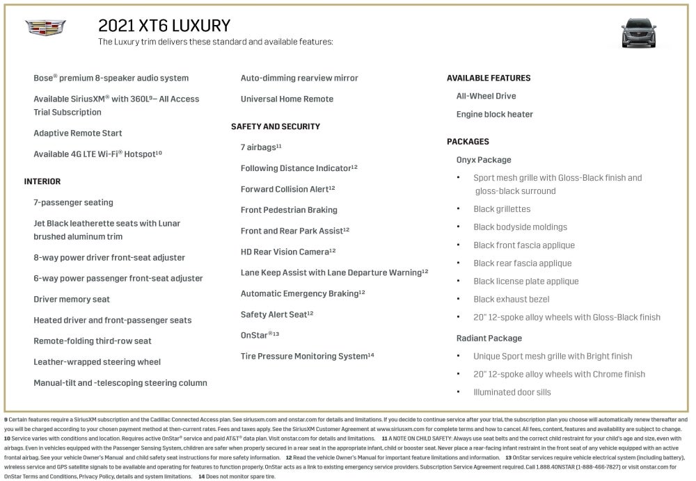 2021 XT6 Luxury trim details