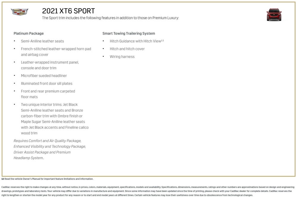 2021 XT6 Sport trim details